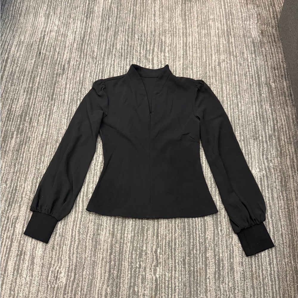 Commense Black Long-Sleeve V-Neck Blouse